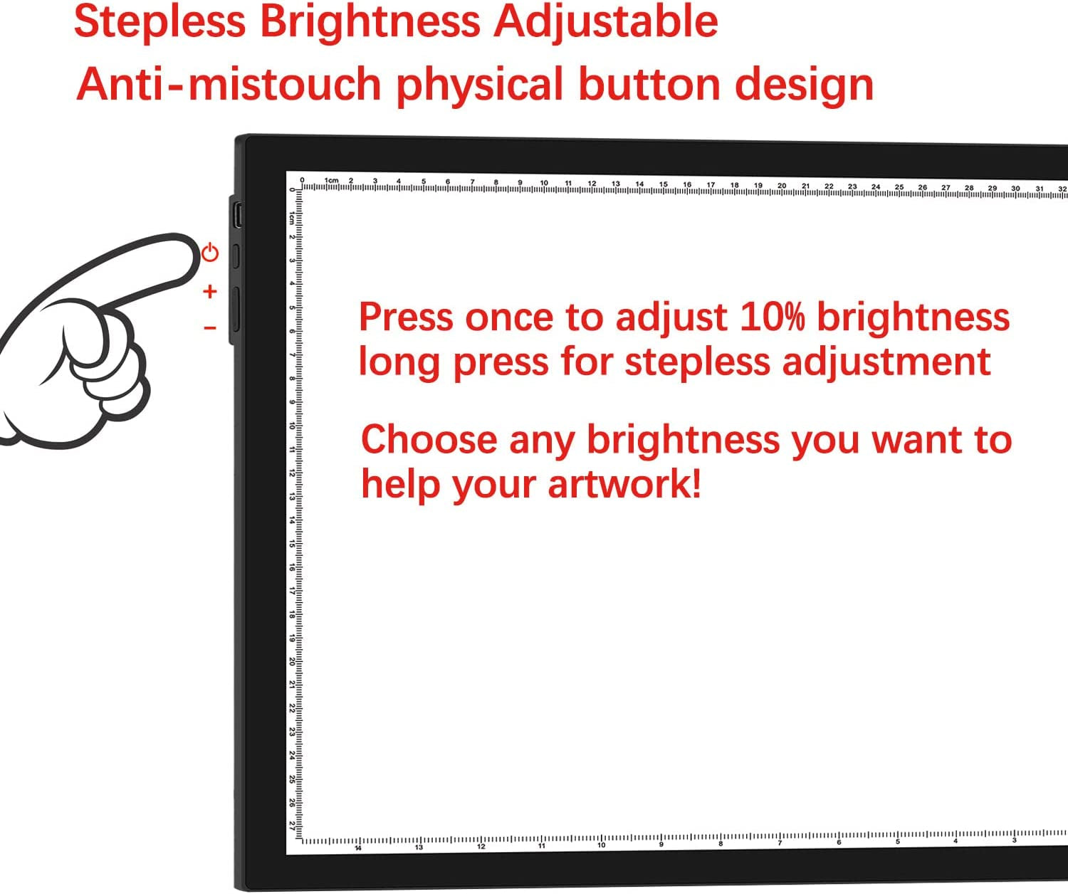 A3 Diamond Painting Light Pad with Stand, 2Nd Gen Tracing Light Board Drawing Light Box Anti-Mistouch Physical Button Stepless Dimming Diamond Art Light Borad for Cricut Animation Skeching(A3+Stand)