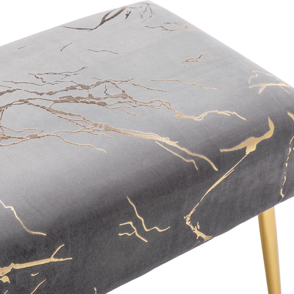 Duhome Elegant Lifestyle Ottoman Bench Gilding Velvet Uphplstered Grey