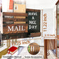 Key and Mail Holder for Wall with 2 Double Key Hooks with Black Board Floating Shelf Rustic Wood Decorative Hanger for Entryway, Storage, Living Room, Hallway, Kitchen (Dark Brown)