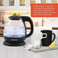 EKT1001B Electric 1.0L Bpa-Free Glass Kettle Cordless 360° Base, Stylish Blue LED Interior, Handy Auto Shut-Off Function – Quickly Boil Water for Tea & More, Graphite Black