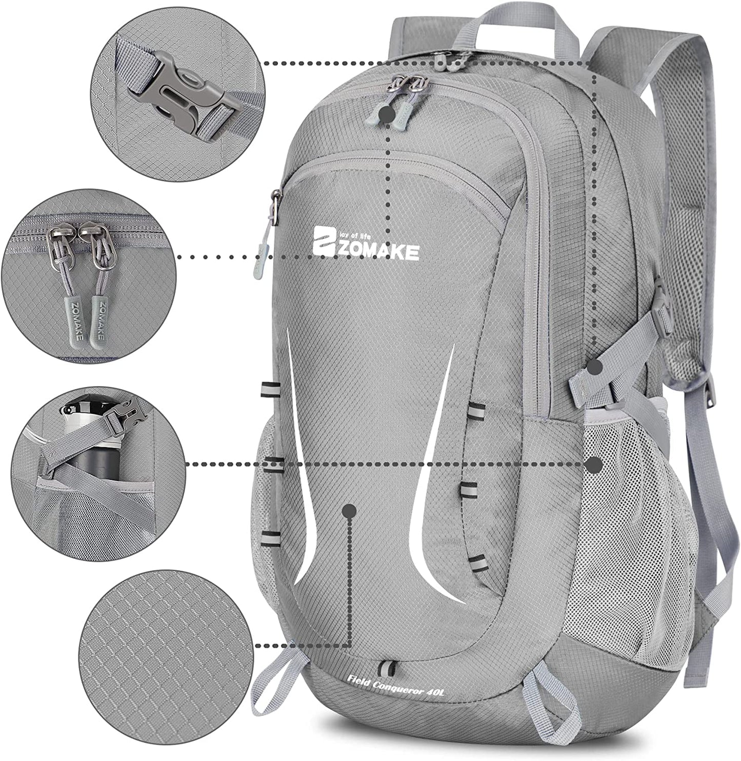 Packable Hiking Backpack 40L:Lightweight Foldable Backpacks Water Resistant - Small Packable Back Pack for Travel