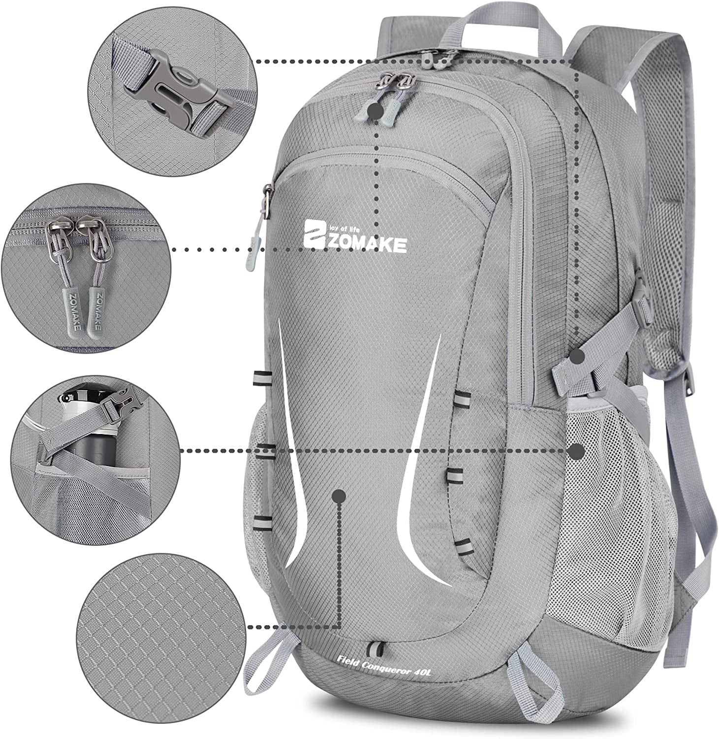 Packable Hiking Backpack 40L:Lightweight Foldable Backpacks Water Resistant - Small Packable Back Pack for Travel