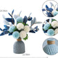 Artificial Flowers with Ceramic Vase, Blue Hydrangea Silk Flowers for Decoration, Wedding Party Home Decor