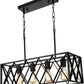 Kitchen Island Lighting Farmhouse Chandelier, 4-Lights Dining Room Light Fixtures 25.19'' Industrial Black Metal Rustic Rectangular Chandeliers for Living Room Bedroom Foyer Hallway Restaurant