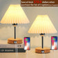 Touch Control Bedside Table Lamp with Dual USB Ports - Nordic Style LED Desk Lamp for Bedroom, 3-Way Dimmable Wooden Nightstand Lamp for Living Room, Kid'S Room, or Home Office ( Adapter Not Included)