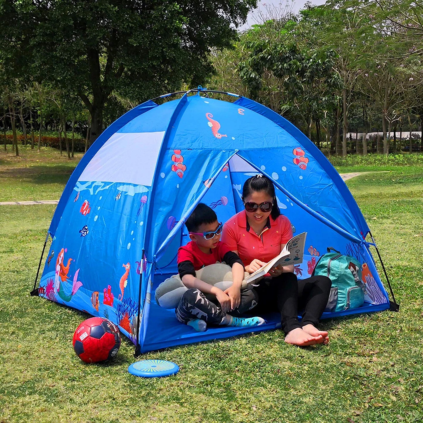 Homfu Kids Play Tent Outdoor Boys Indoor Playhouse for Children Tents Toddler Girls Gift Game Play Housetoys (Blue)