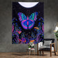 Blacklight Butterfly Tapestry, Moonlit Garden Black Light Wall Tapestry Butterflies Flower Moon Aesthetic Tapestry Wall Hanging for Bedroom (48 X 63 Inches)