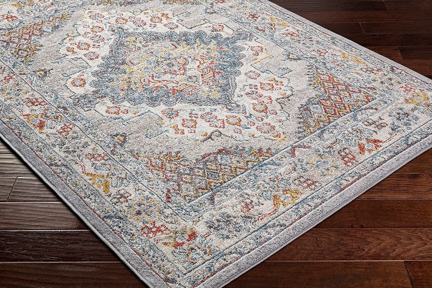 Anja Oriental Medallion Area Rug,5'2" X 7',Grey