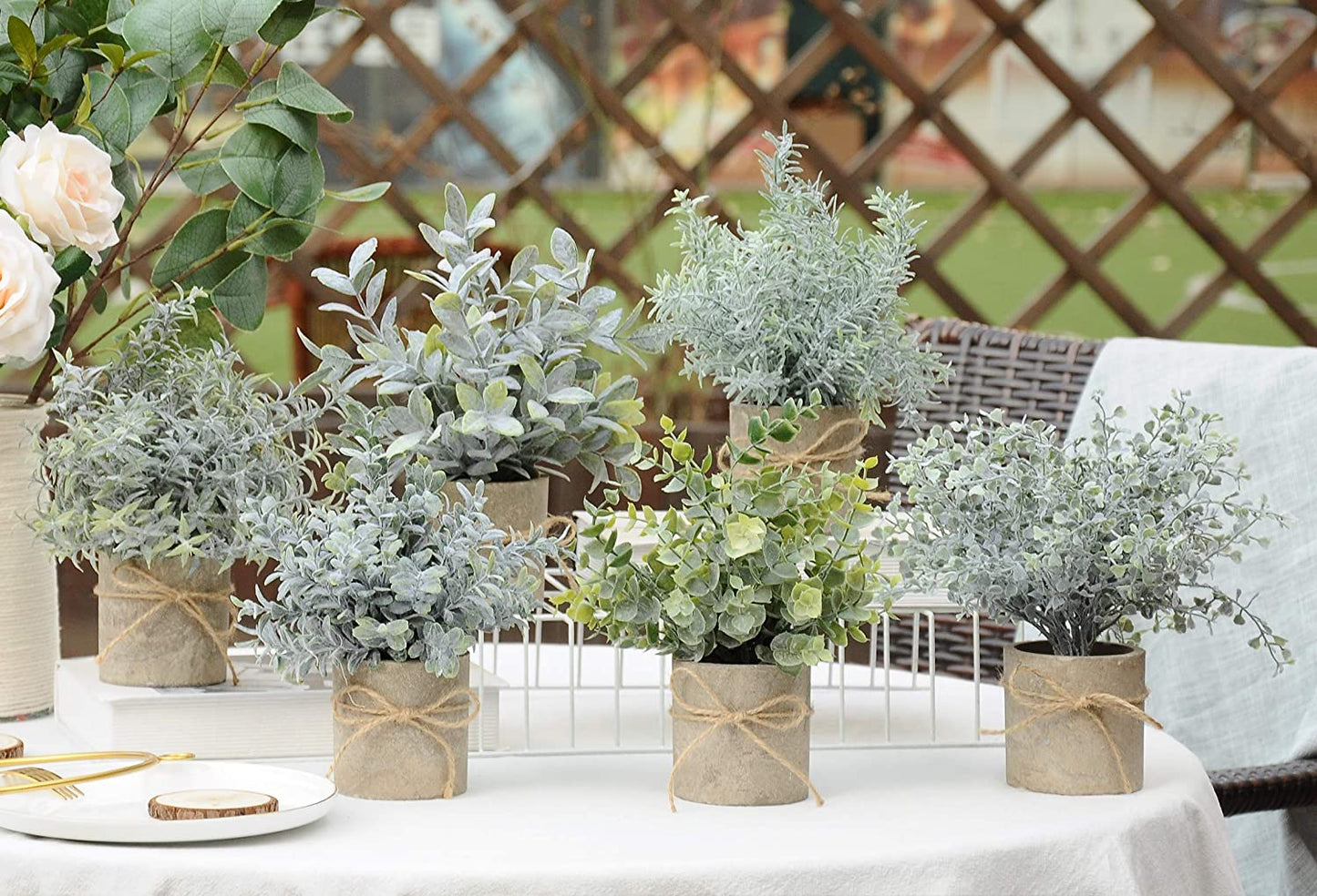 Small Fake Plants Mini Potted Artificial Plants Indoor for Home Office Farmhouse Kitchen Bathroom Table Decor