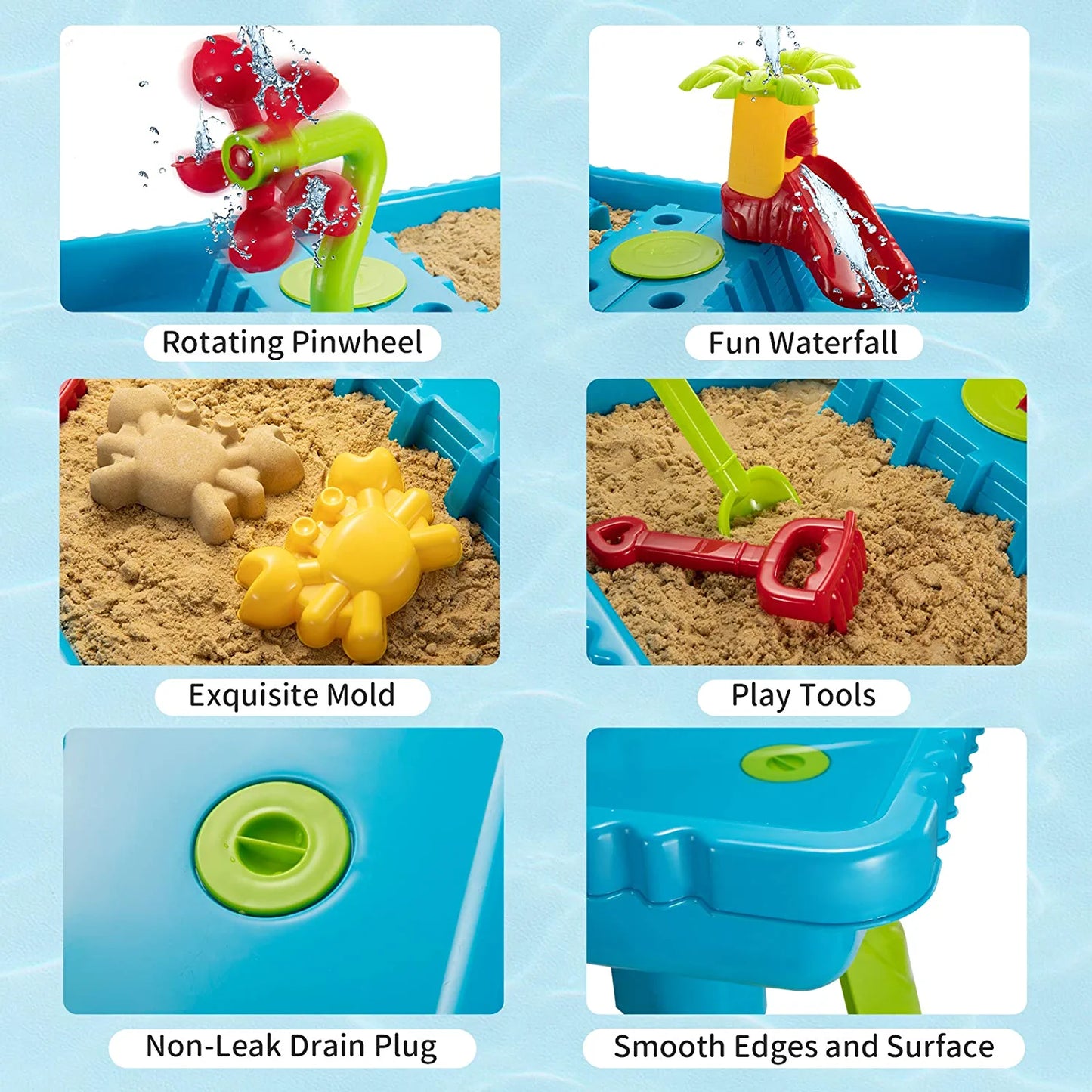 Sand Water Table Outdoor Toys - Toddler Activity Table Sandbox Toy Sensory Table Summer Toys Beach Play Table 27 Pcs Accessories for Baby Kids Children