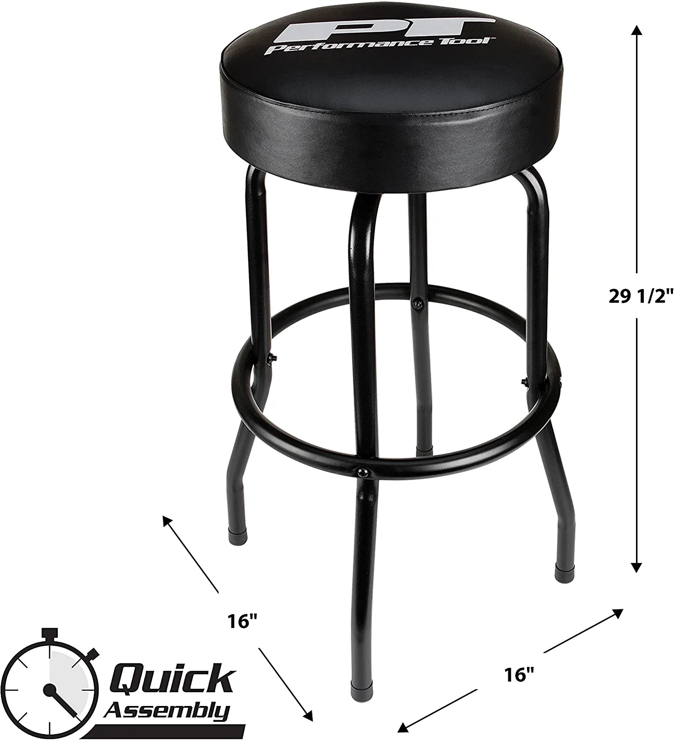 W85010 Swivel Seat Bar Stool for Mechanic Garages and Workshops, Black, 0.6X9.8X5.8 Inches