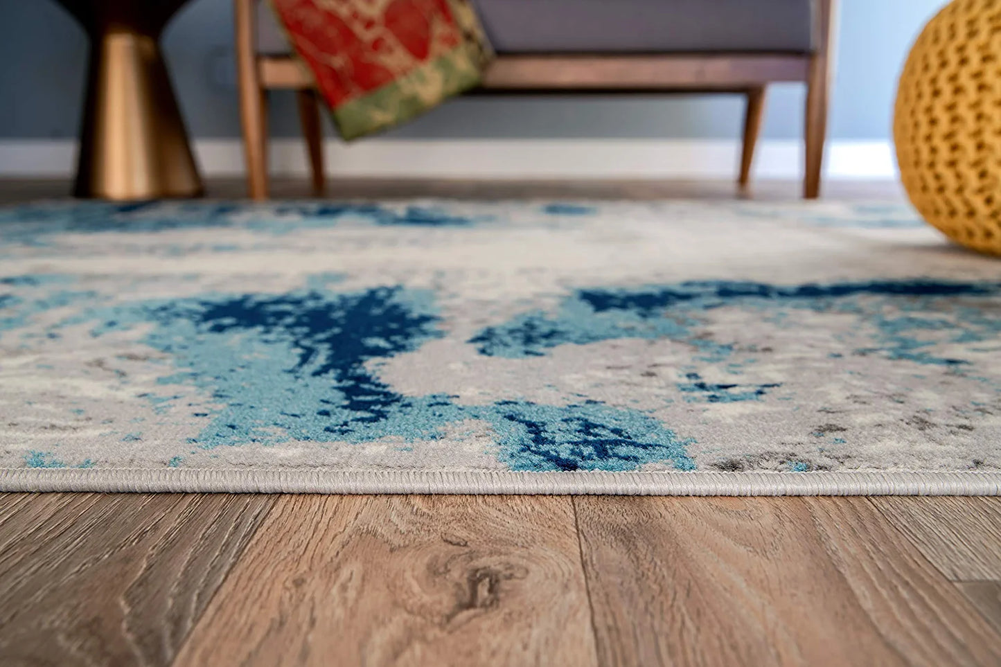 Sky Collection Whimsical Abstract Area Rug 5' X 7' Blue