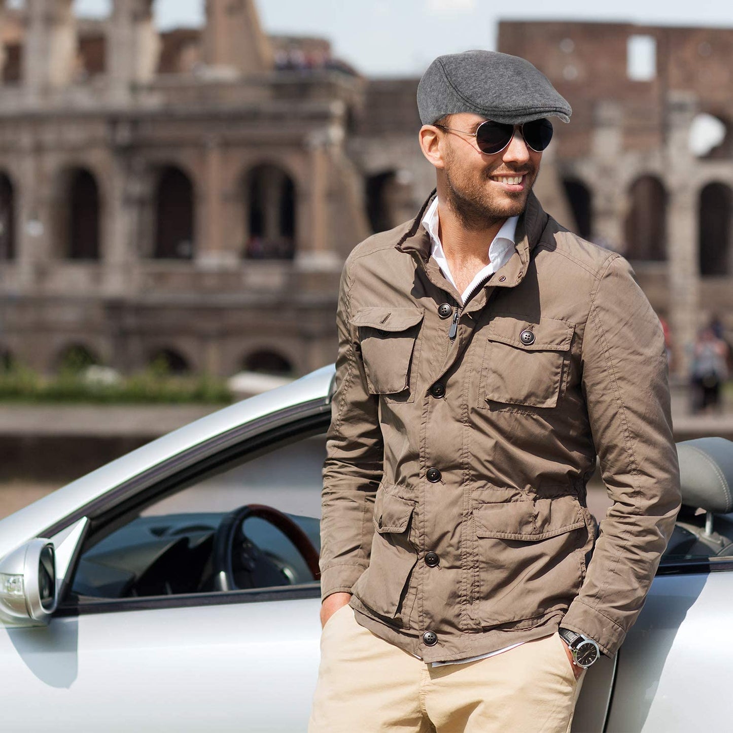 4 Pieces Men'S Flat Cap Gatsby Newsboy Hat Driving Cabbie Hunting Cap