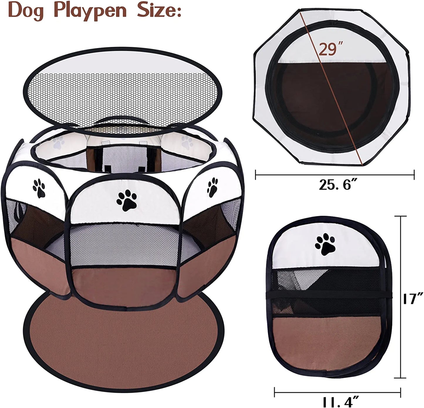 Dog Playpen for Small Dog, Portable Foldable Pet Playpen with Water Resistant, Upgrade Puppy Playpen with Removable Cover and Bottom for Dog/Cat/Rabbit, Indoor/Outdoor