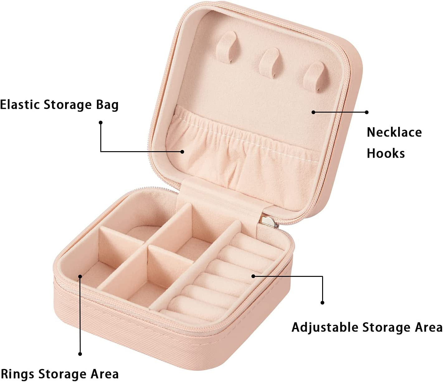 PU Leather Small Jewelry Box, Travel Portable Jewelry Case for Ring, Pendant, Earring, Necklace, Bracelet Organizer Storage Holder Boxes (Pink)