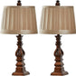 24" Table Lamp Set of 2 for Living Room Bedside Table Desk Lamps for Bedroom Kids Room Office Rustic Table Lamps Resin Brown