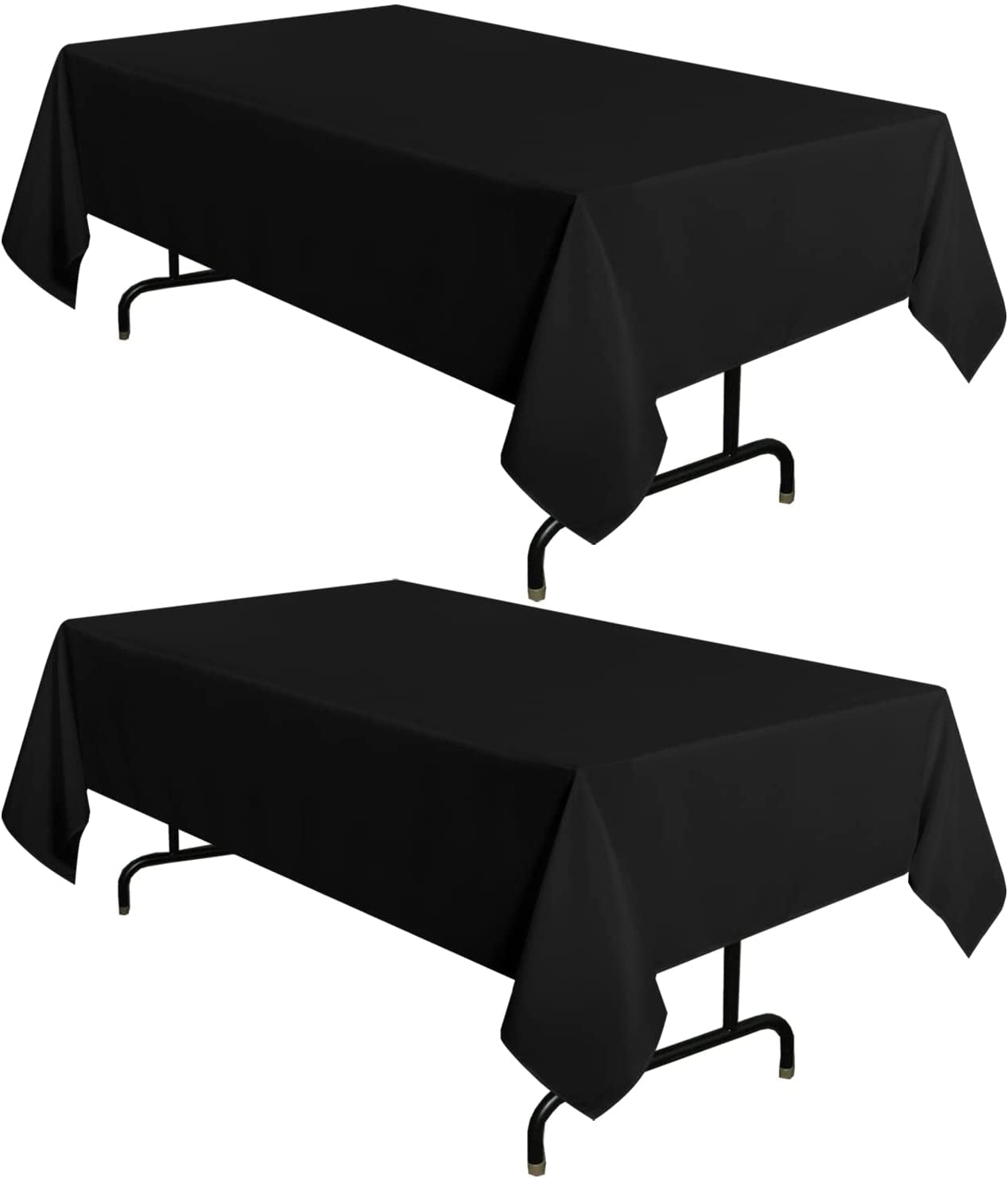 2 Pack Black Tablecloth 60 X 102 Inch, Rectangle 6 Feet Table Cloth - Stain and Wrinkle Resistant Washable Polyester Table Cover for Dining Table, Buffet Parties and Camping