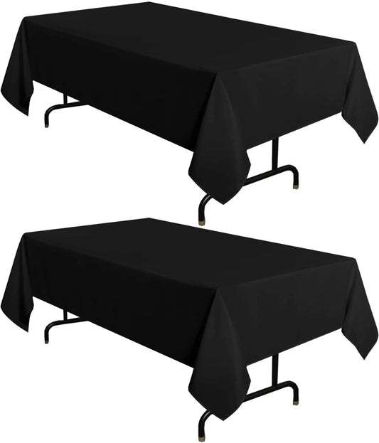 2 Pack Black Tablecloth 60 X 102 Inch, Rectangle 6 Feet Table Cloth - Stain and Wrinkle Resistant Washable Polyester Table Cover for Dining Table, Buffet Parties and Camping