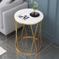 Faux Marble Side Table X-Shape Round End Table Modern Small Accent Home Decor for Living Room Black/White