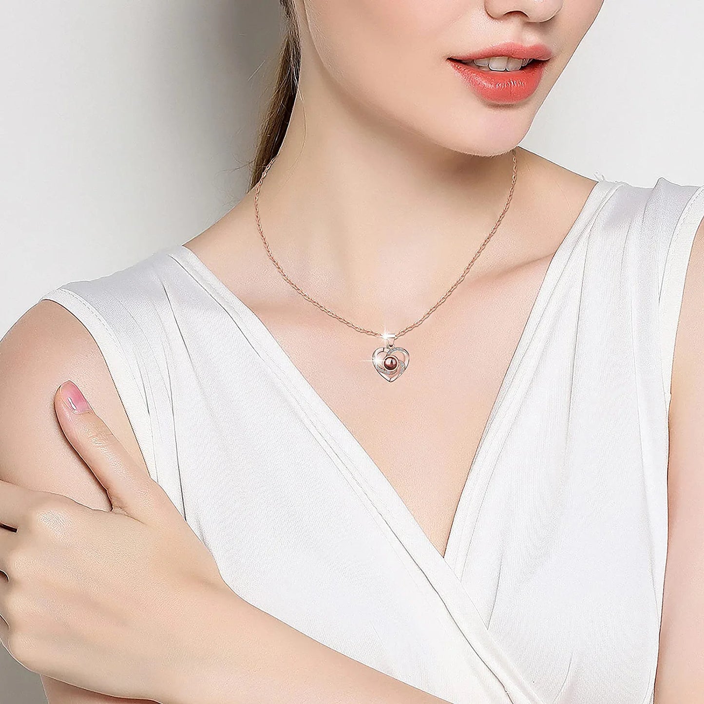 Preserved Real Rose for Girlfriend Wife Mom I Love You Necklace in 100 Languages Gifts for Women Girl Mothers Day Valentine'S Day Anniversary Christmas Birthday Gifts