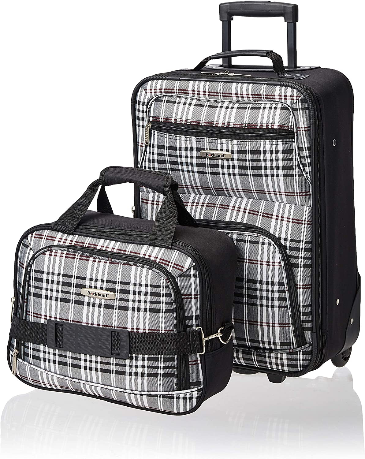 Fashion Softside Upright Luggage Set, Black Plaid, 2-Piece (14/19)