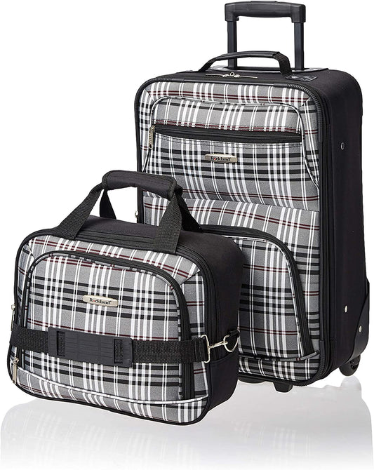 Fashion Softside Upright Luggage Set, Black Plaid, 2-Piece (14/19)