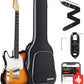 LEFT HANDED Electric Guitar 39 Inch TELE Electric Guitar DTC-100 Solid Body TC Style Electric Guitar Kit with Bag, Strap, Cable for Beginner