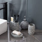 Bathroom Accessory Set, Bath Accessories Set 4-Piece Ceramic Embossed Bath Countertop Set with Soap Dish, Soap & Lotion Dispenser, Cup, Divided Toothbrush Holder ,Grey