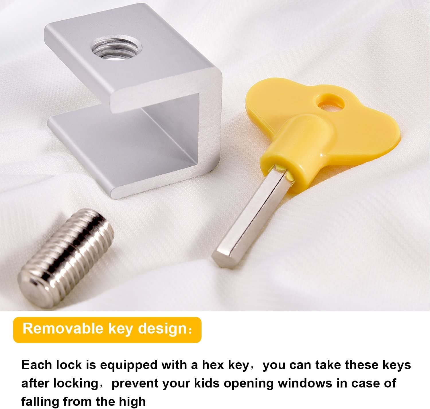 Sliding Window Locks Window Stoppers Aluminum Alloy Adjustable Window Security Safety Locks Garage Door Frame Child Proof Security Lock with Keys for Bedroom Home and Office (4 Sets)