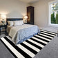 Black and White Indoor Outdoor Rug, 5’X8’ Cotton Striped Patios Area Rug Soft Woven Washable Farmhouse Durable Carpet Mat for Clearance Bedroom Living Room Balcony Playroom Decor