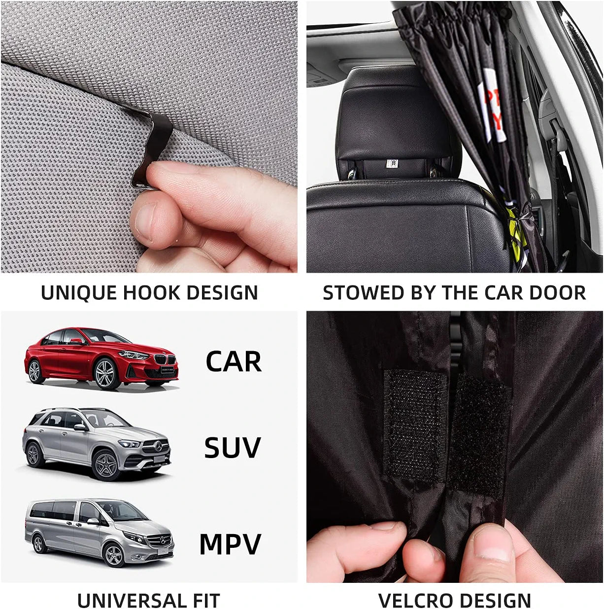Car Divider Curtain Sun Shade,Car Window Shade,Car Sun Shade for Window Baby,Car Window Shades for Side Windows,Windshield Sunshade, Privacy Sunshade Curtain for Camping Air Mattress (Black)