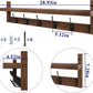 Wall Hooks with Shelf 28.9 Inch Length Entryway Wall Hanging Shelf Wood Coat Hooks for Wall with Shelf Wall-Mounted Coat Hook Rack with 5 Dual Hooks for Bathroom, Living Room, Bedroom (Brown )