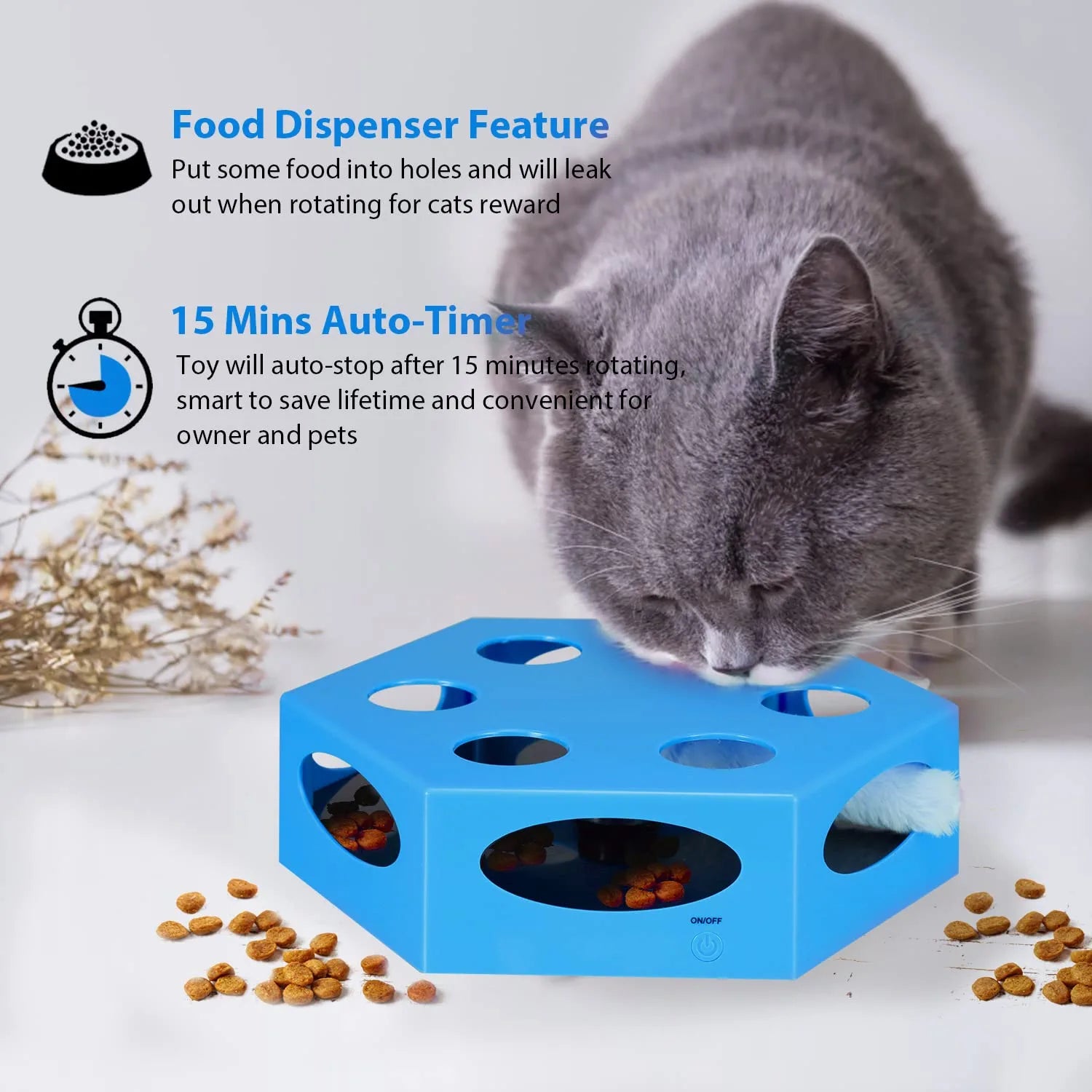 Cat Toys for Indoor Cats, Electronic Automated Cat Toys with Mouse Tail & Catnip Ball, Interactive Cat Toys with Battery, Exerciser Entertainment Hunting for Kitty Pet, Auto Shut Off…