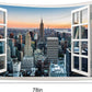New York Window Tapestry 59Hx78W Inch Skyline City Cityscape Landscape Large Wall Hanging Bedroom Men Poster Backdrop Sunset Building Business Center Window Wall Art Living Room Dorm Decor Fabric