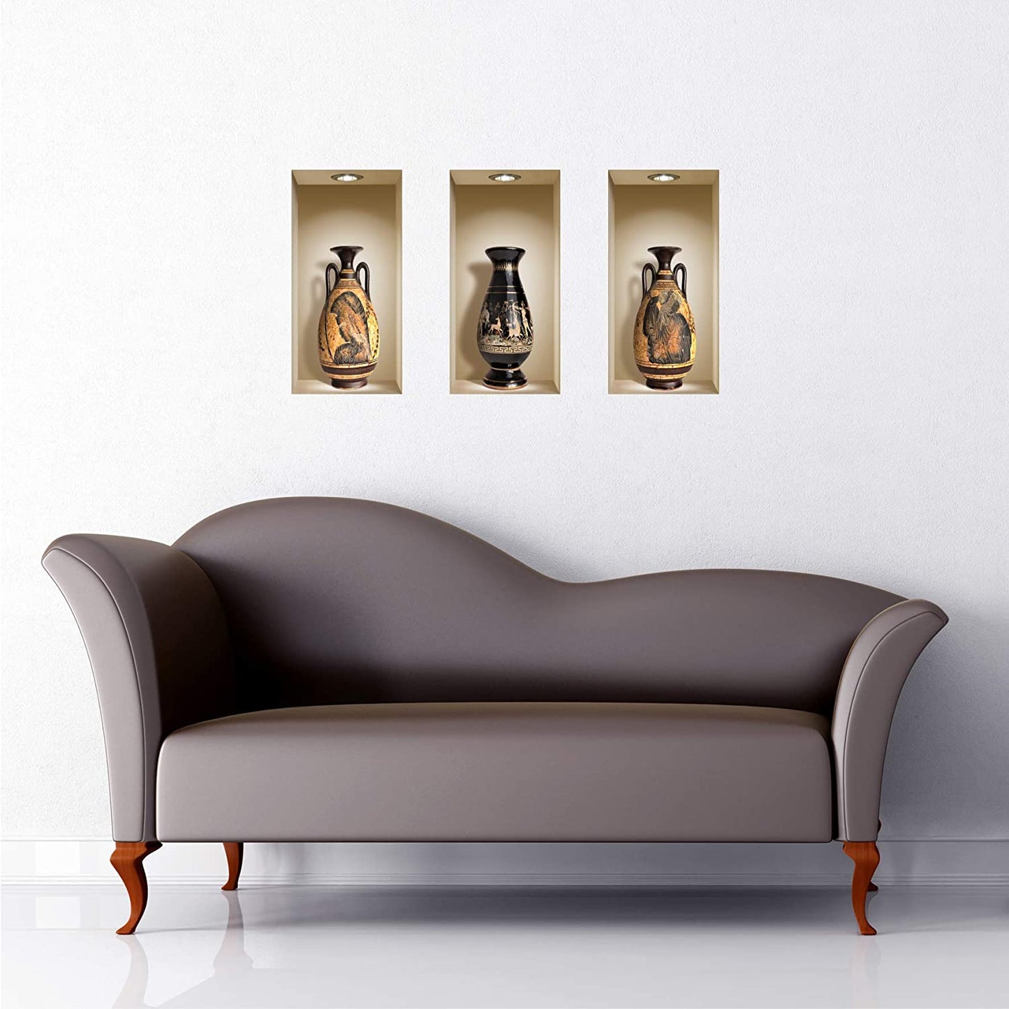 THE NISHA Art Magic 3D Vinyl Removable Wall Sticker Decals DIY, Set of 3, Greek Vases