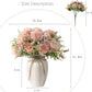 Peonies Artificial Flowers in Vase, Fake Hydrangea Silk Peony Flower Bouquet with Vase Faux Flowers Arrangement Decor Home Table Dining Room (Pink)