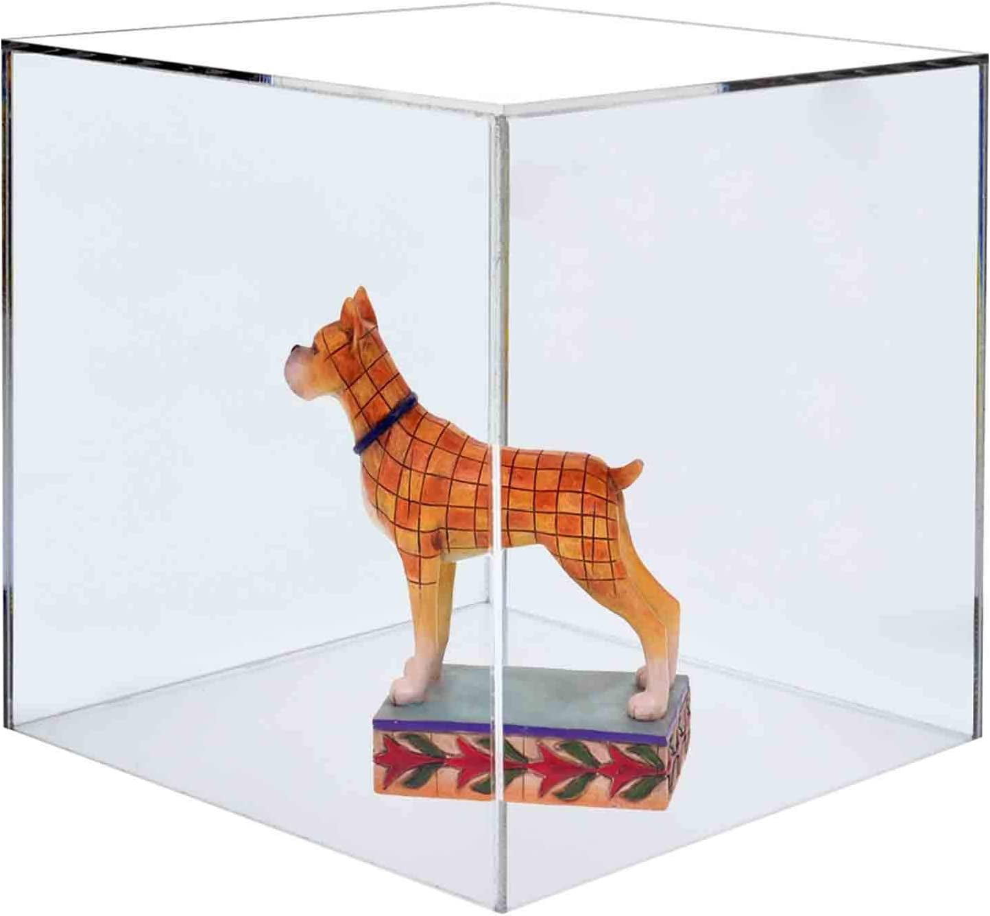 5 Sided Cube Display Box 5 Inch Square Hollow Flippable Bin One Open Side Clear Platform Display Art Pedestal Collectible Cover Showcase Stand Expo Event Wedding Reception by