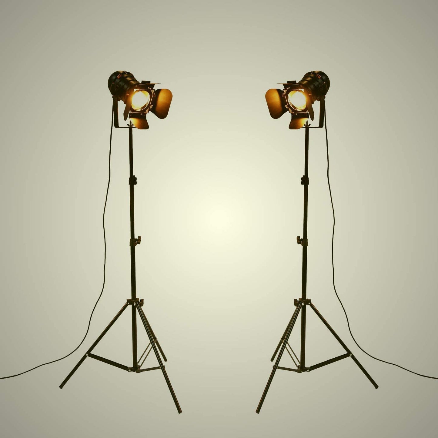 Vintage Industrial Black Retro Tripod Adjustable Floor Lamp Parking Light, 5 Meter Cable with Foot Switch Parking Light Tripod Gooseneck for Living Room Bedroom Office Bar Lighting (Pack of 2)