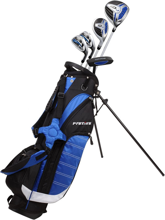Remarkable Right Handed Junior Golf Club Set for Age 9 to 12 (Height 4'4" to 5') Set Includes: Driver (15"), Hybrid Wood (25*), 7, 9 Iron, Putter, Bonus Stand Bag & 2 Headcovers