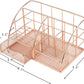 Desk Organizer for Women,Cute Mesh Office Supplies Accessories Essentials Caddy with 5 Compartments+1 Mini Sliding Drawer for Home & Office Desktop Organization & Decor, Rose Gold