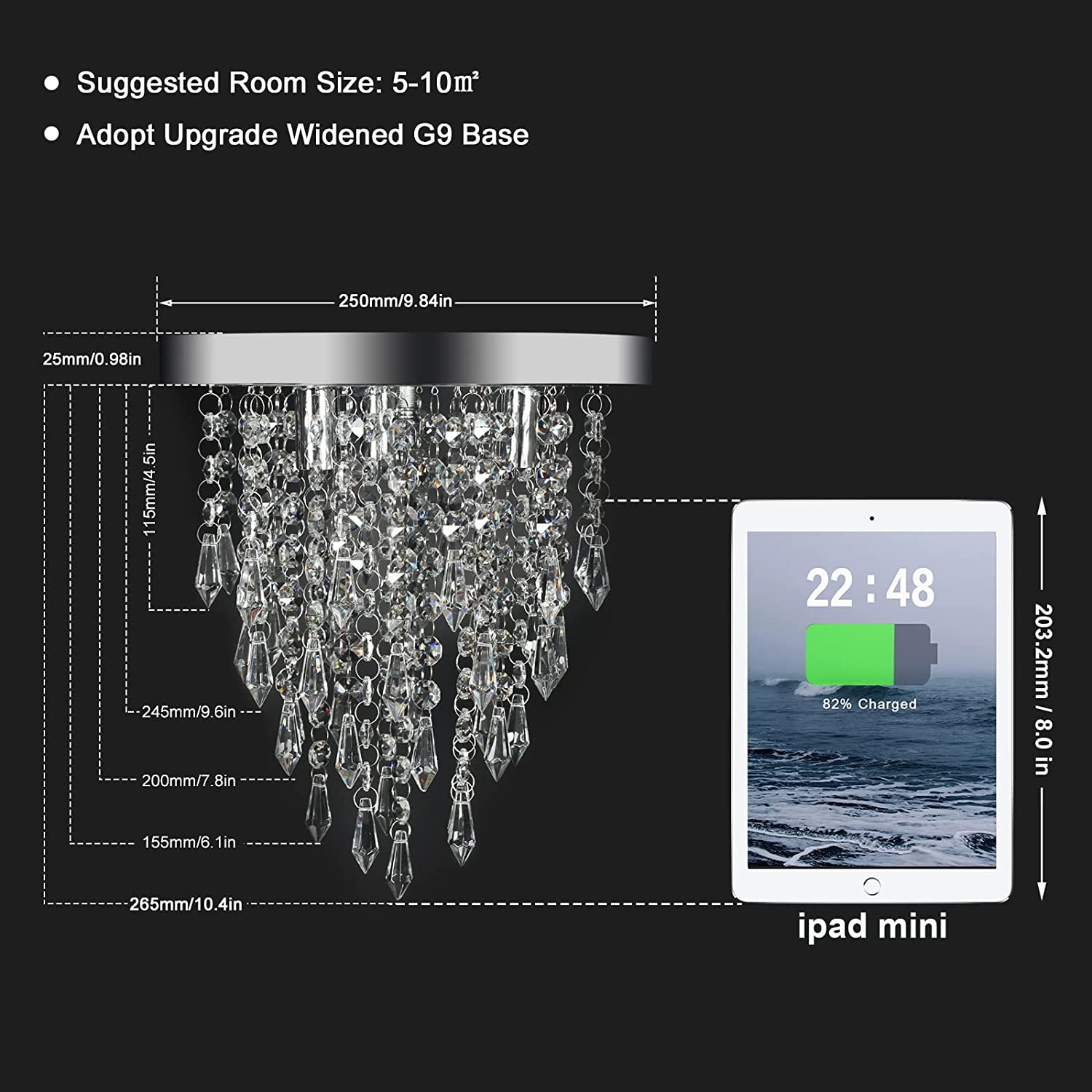 3 Lights Mini Crystal Flushmount Chandelier Fixture, Crystal Ceiling Lamp, H10.4" X W9.8", Elegant Modern Flush Mount Ceiling Light for Bedroom, Hallway, Bar, Living Room, Dining Room, Chrome(G9 Base)