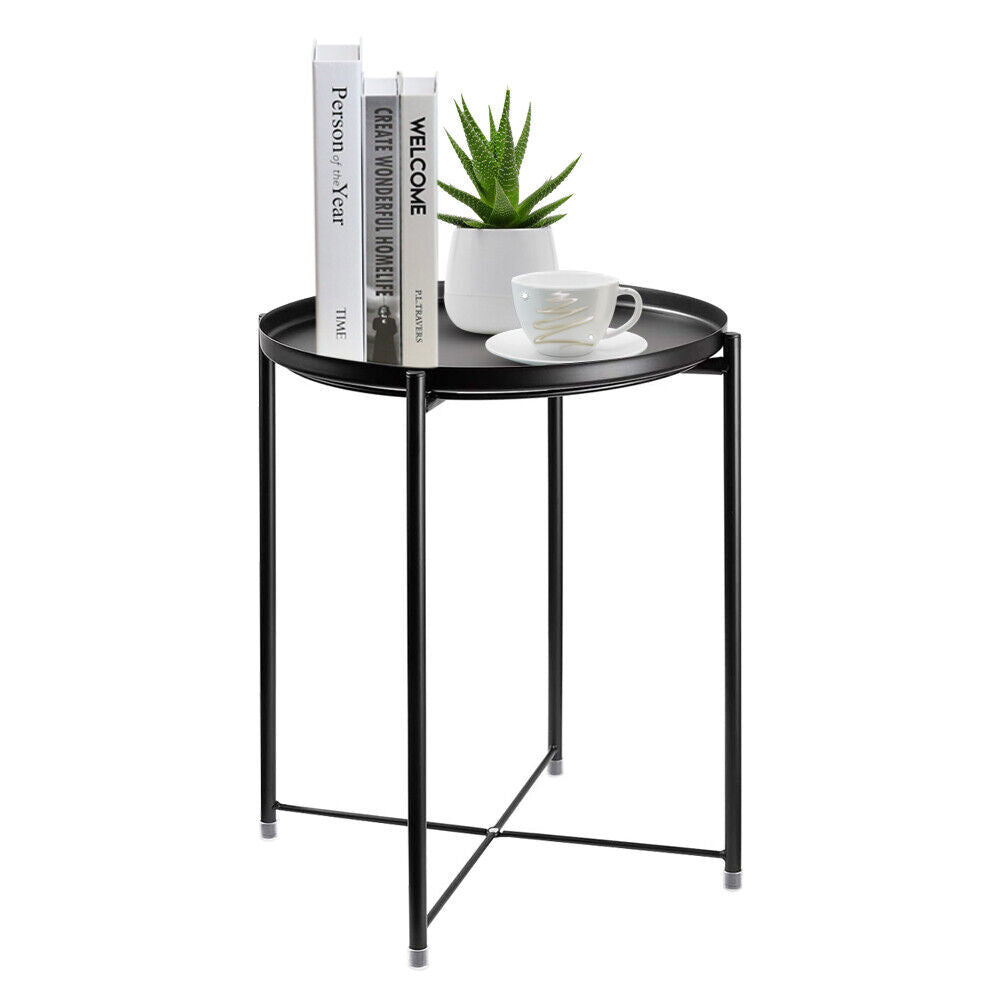 Small Metal round End Side Accent Coffee Table Nightstand Living Room Bedroom