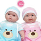 Twins 13" Realistic Soft Body Baby Dolls | JC Toys - Berenguer Boutique | Twins Gift Set with Removable Outfits and Accessories | Pink and Blue | Caucasian | Ages 2+