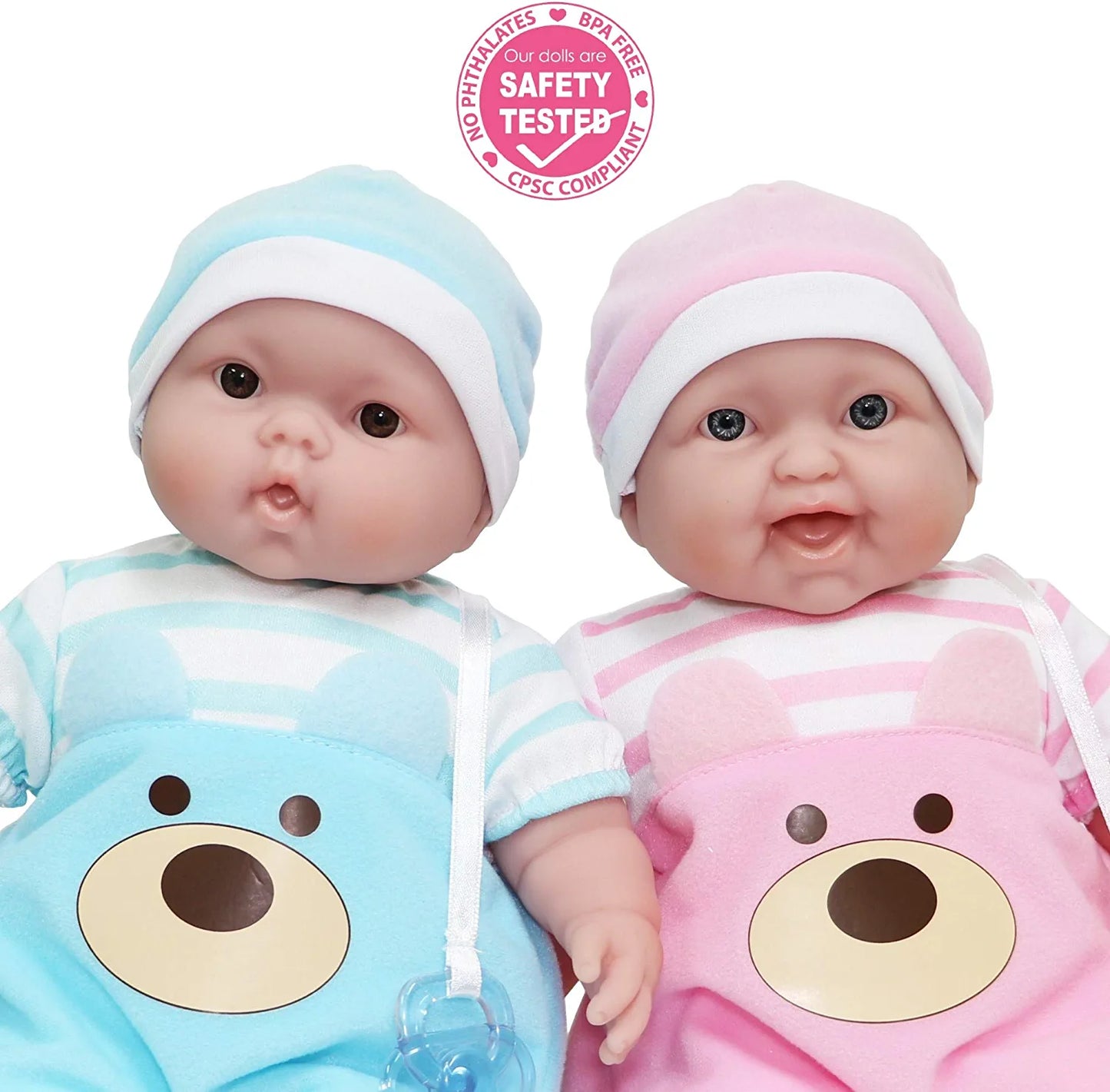 Twins 13" Realistic Soft Body Baby Dolls | JC Toys - Berenguer Boutique | Twins Gift Set with Removable Outfits and Accessories | Pink and Blue | Caucasian | Ages 2+