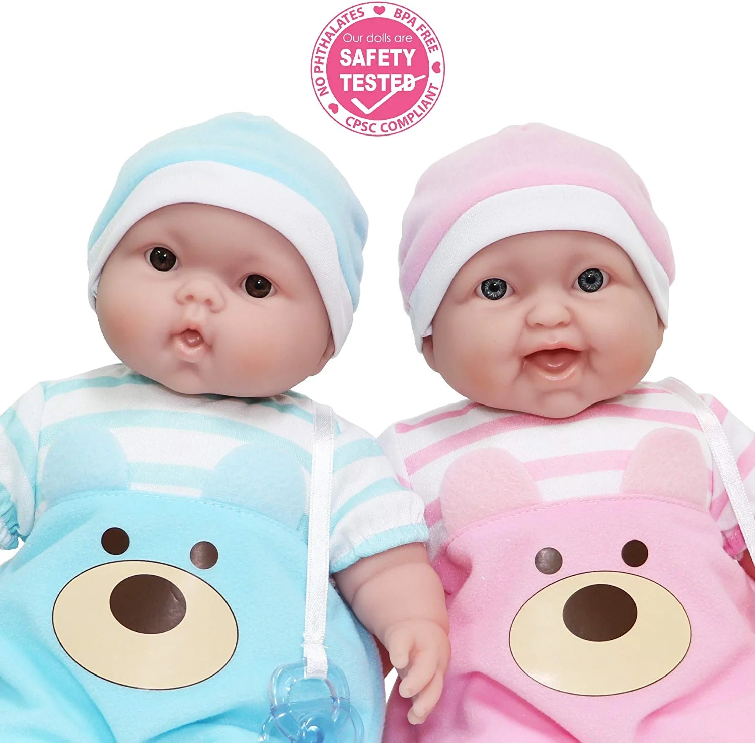 Twins 13" Realistic Soft Body Baby Dolls | JC Toys - Berenguer Boutique | Twins Gift Set with Removable Outfits and Accessories | Pink and Blue | Caucasian | Ages 2+