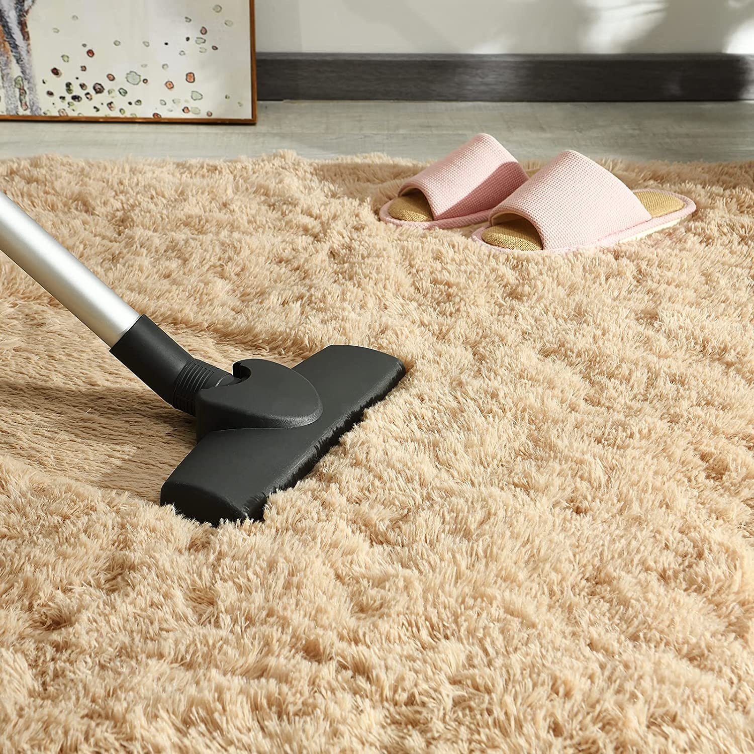 Soft Fluffy Bedroom Rugs - 6 X 9 Feet Indoor Shaggy Plush Area Rug for Boys Girls Kids Baby College Dorm Living Room Home Decor Floor Carpet, Camel