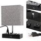 Fully Dimmable Table Lamp for Bedroom Living Room Dual USB Port -  Bedside Desk Lamp for Nightstand with Charging Station 2 Power Outlets, Grey Fabric Lampshade LED Bulb Included (Black/Grey)