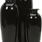 Set of 3 Black Ceramic Vases. Ideal Gift for Wedding or Special Occasions for Use in Home Office Decor Spa Aromatherapy Settings O9