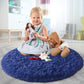 Super Soft round Rugs for Kids Room, Cute Fluffy Plush Shaggy Carpet 4X4 Feet for Girls Bedroom Dorm, Home Decor White for Bedroom, Non-Slip Modern Rugs for Living Room Light Navy