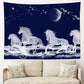 HVEST Galloping Horse Tapestry Animals Tapestry Wall Hanging Moon and Star in Night Starry Sky Tapestries for Bedroom Living Room Dorm Party Decor,60Wx40H Inches